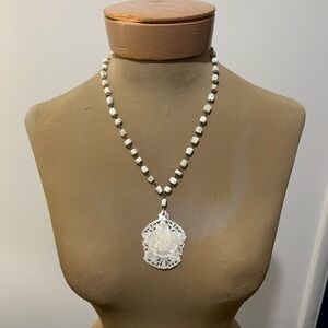 Vintage mother of pearl carved necklace
